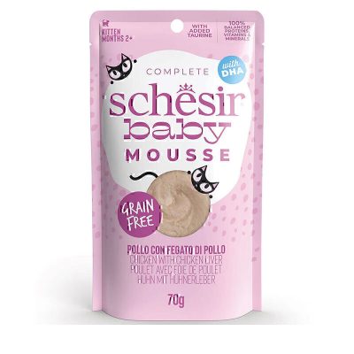 پوچ بچه گربه شسیر با طعم مرغ و جگر مرغ Schesir Baby Mousse With Chicken and Chicken Liver