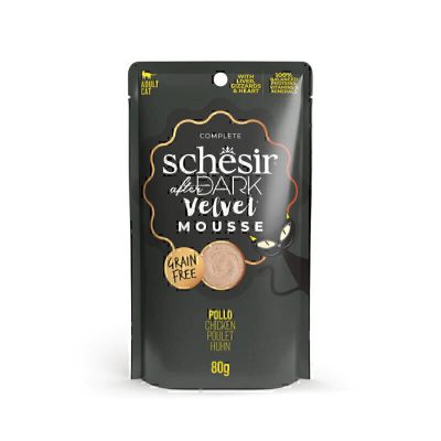 پوچ گربه شسیر دارک با طعم مرغ در موس Schesir Dark Velvet Chicken In Mousse