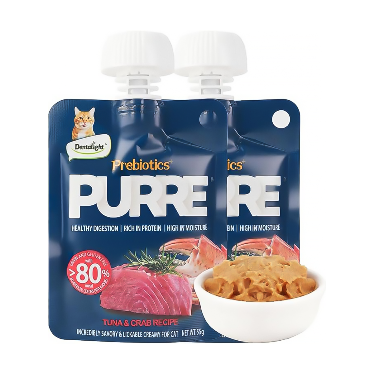 پودینگ گربه دنتالایت طعم ماهی تن و خرچنگ Dentalight